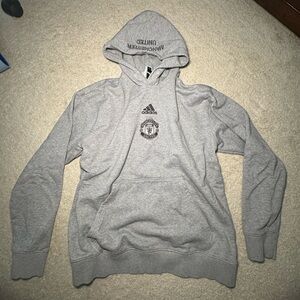 Adidas Vintage Gray Manchester United Hoodie